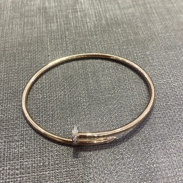 通体18K金高版本南非天然真钻石钉子手镯时尚轻奢18K彩金钉子手镯