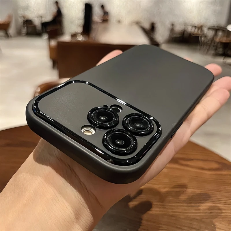 黑白色奶油大视窗适用苹果15手机壳iPhone14Promax亲肤13情侣12软