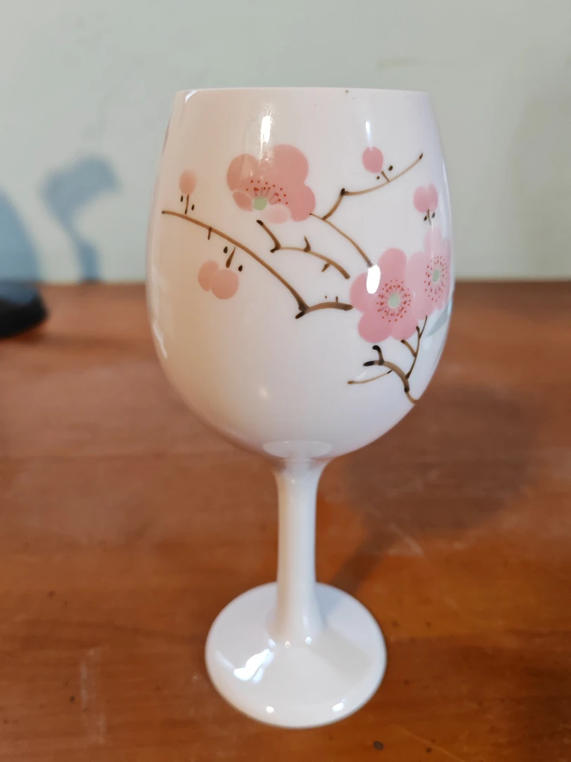 红希希翠竹红梅高脚酒杯