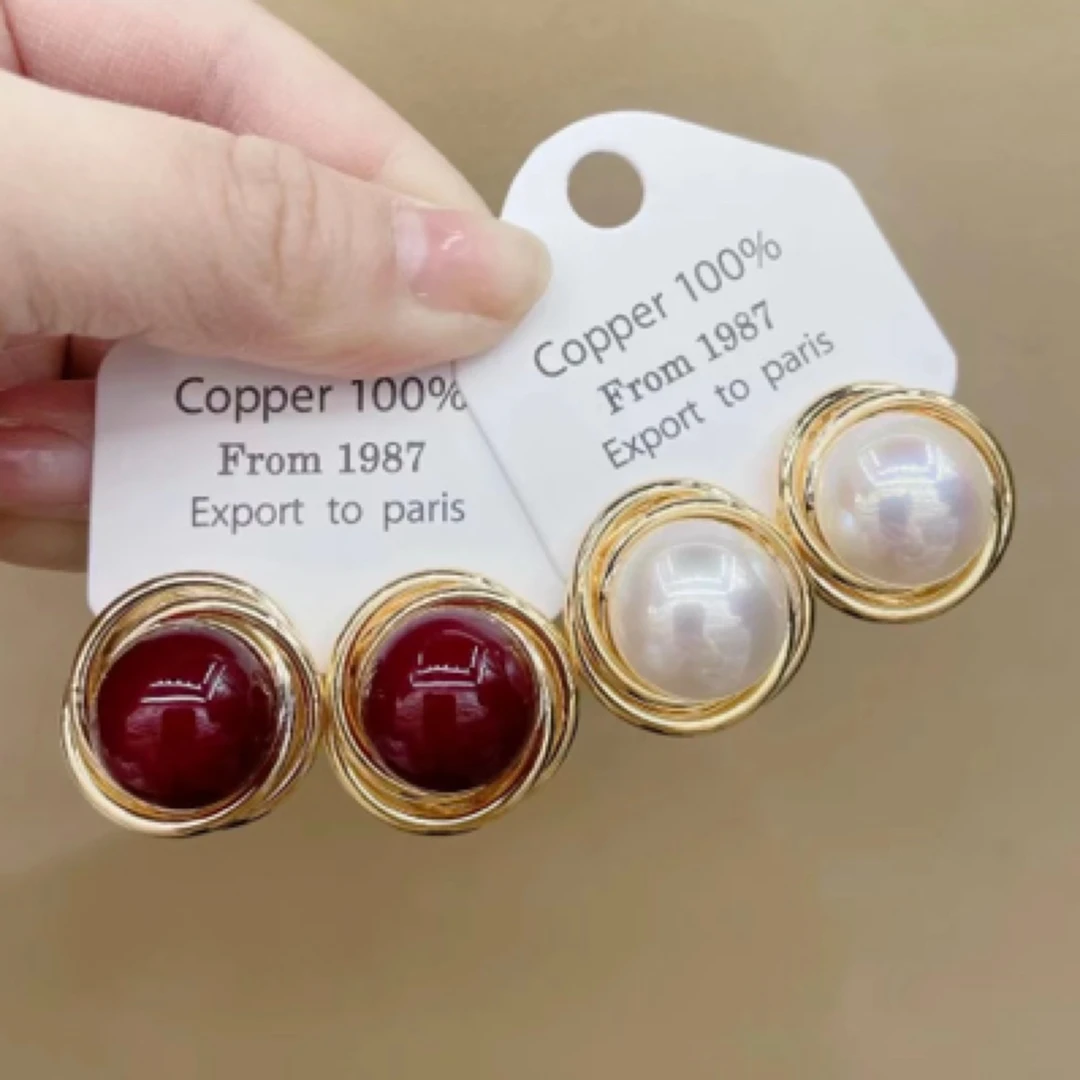 铜合金耳饰 铜合金仿珍珠耳饰 法式小香风时尚温柔风优雅耳环。60