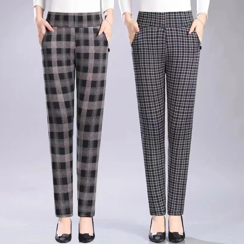 无品牌中老年女装高腰护腰护膝时尚显瘦弹力宽松外穿棉裤高腰