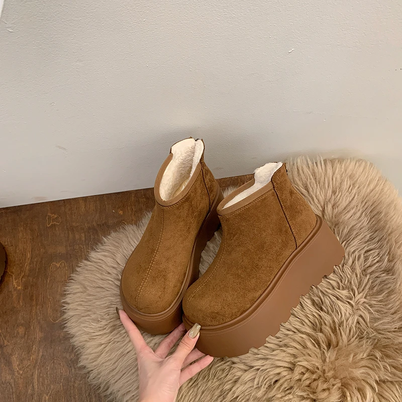 2024冬季新款勃肯加绒保暖增高厚底短靴3906