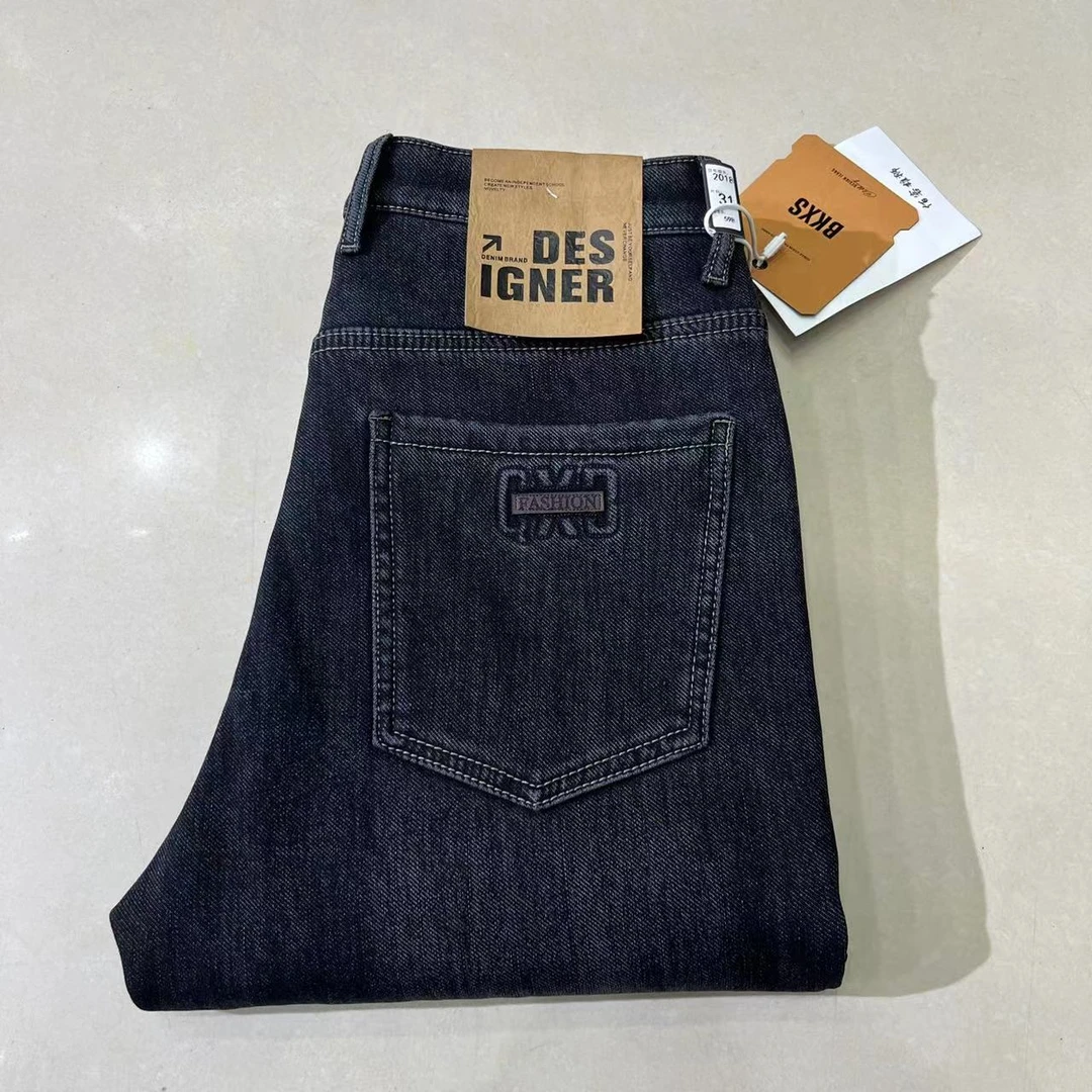 高品质轻奢加绒加厚超柔高弹力修身小直筒牛仔裤（2018##)