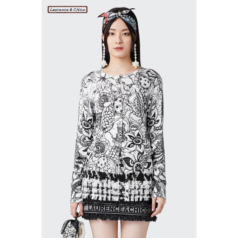 【CHICO专属福利】Van Dusen Garden 印花圆领针织开衫20SSC6009