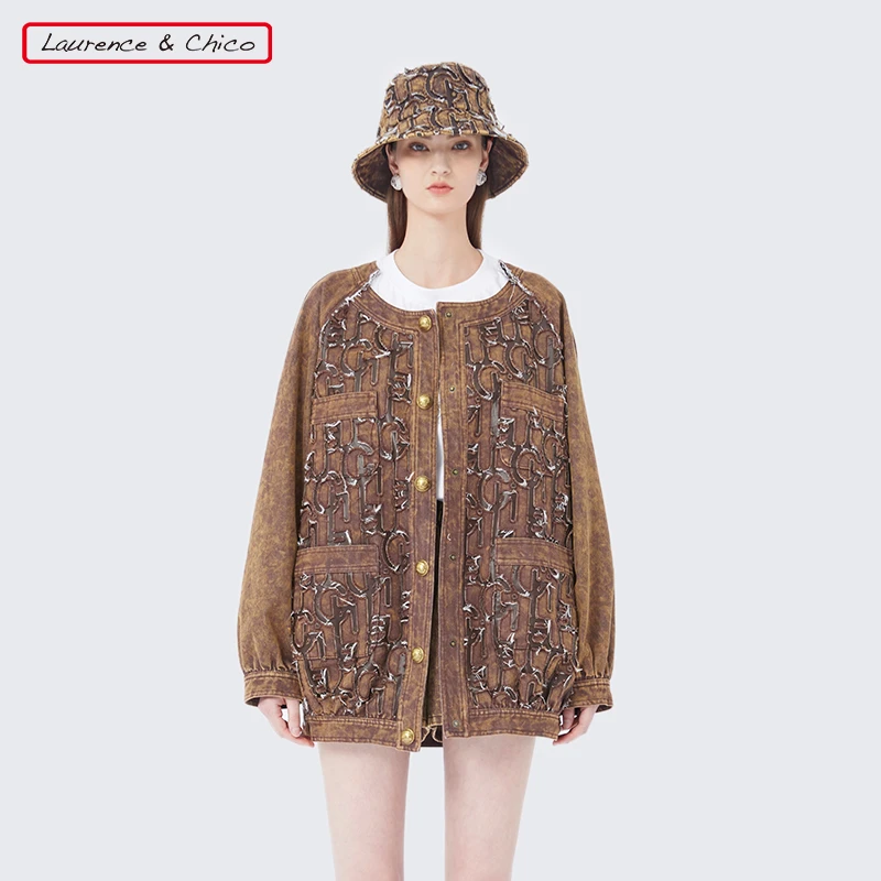 【CHICO专属】牛仔皮革不规则 Oversized外套D2AQ10112006