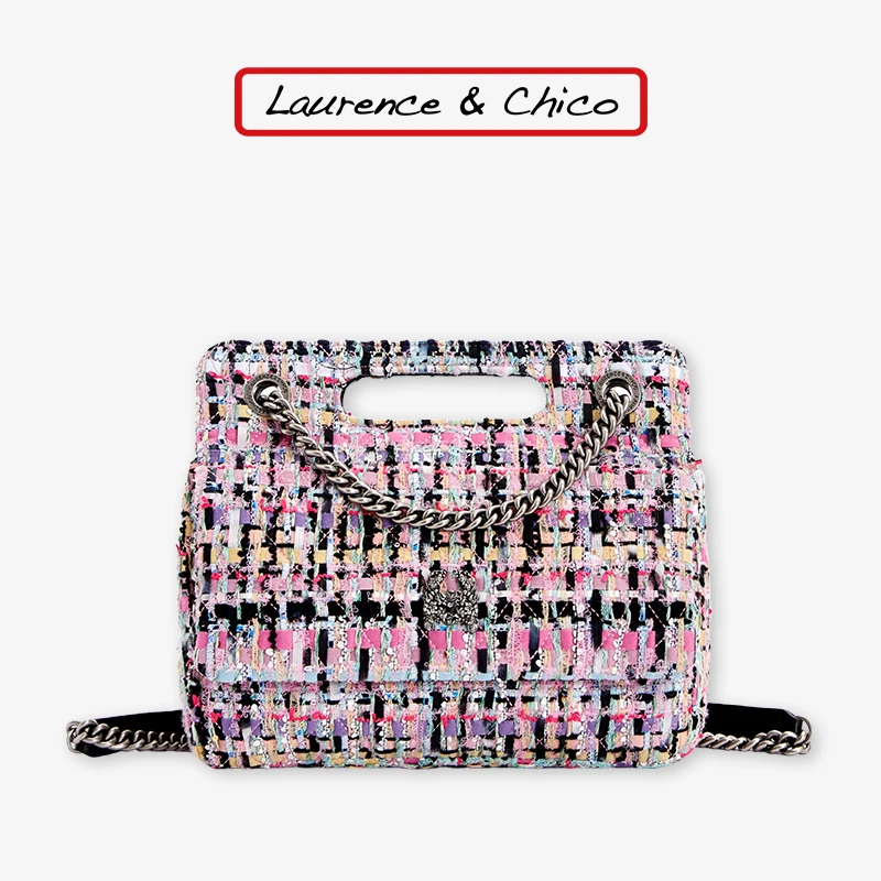 LC小香风时尚黑粉色粗花呢牛奶盒包C2AE10322054