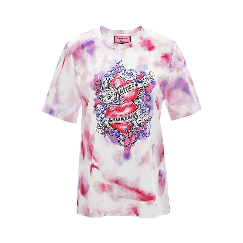 【CHICO专属】LAURENCE  CHICO时尚水彩晕染蓝紫T恤，G3AX10111017