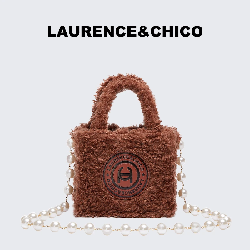 LAURENCE & CHICO迷你托特包泰迪珍珠链条毛绒单肩21G50420