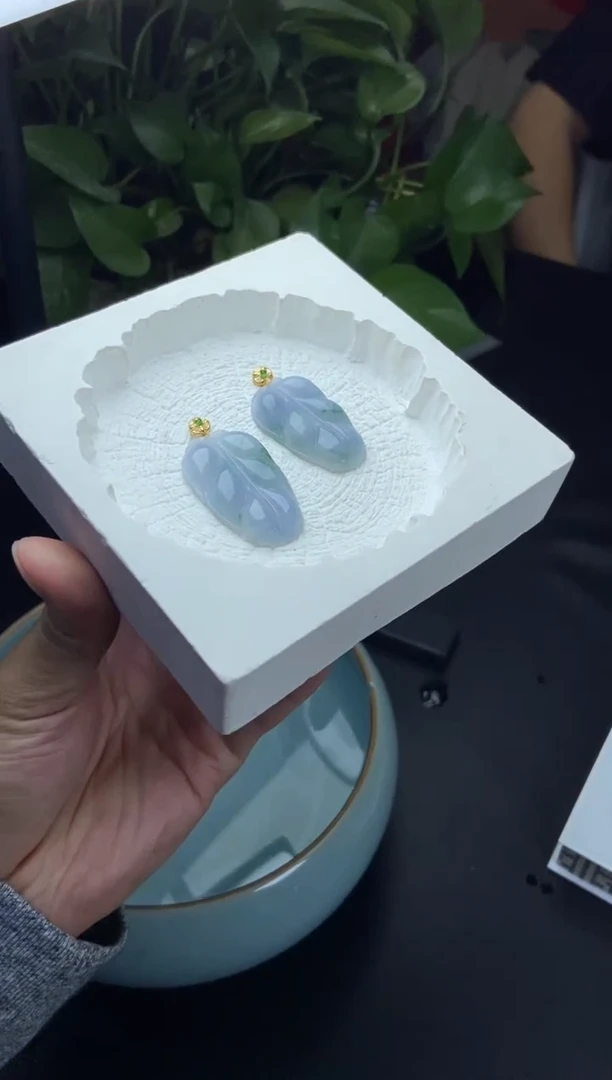 【闪购商品】翡翠挂件18K金镶嵌叶子多样性发一件PQGJ658