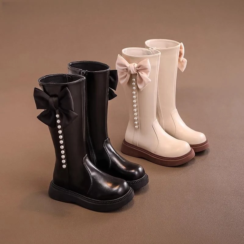 女童鞋子儿童长筒长靴子2023秋冬季新款冬季款小女孩加绒高筒公主