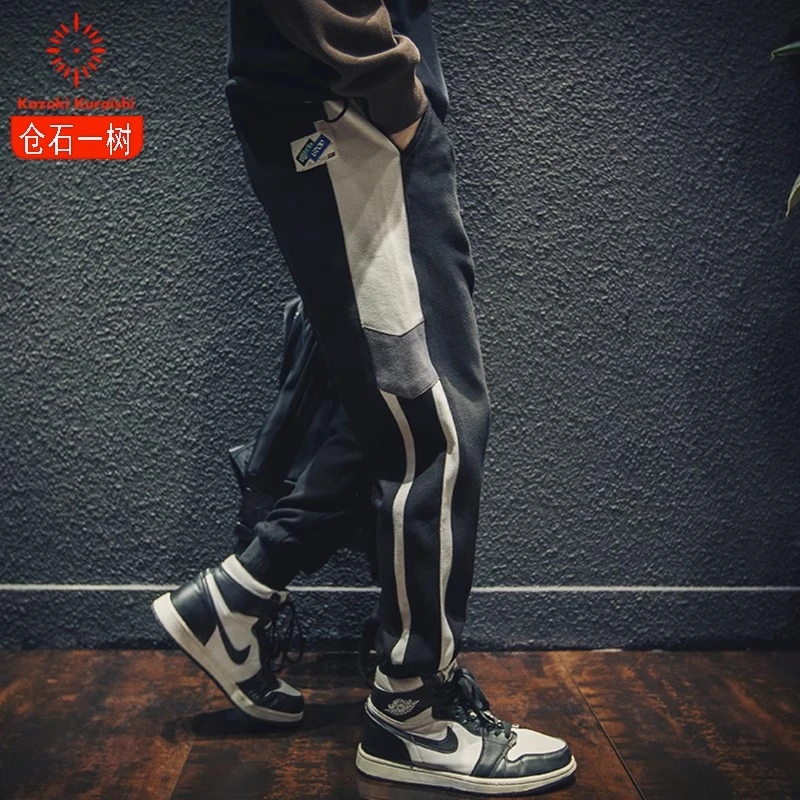 仓石一树秋冬卫裤男加绒加厚ins潮牌休闲运动直筒纯棉宽松束脚潮