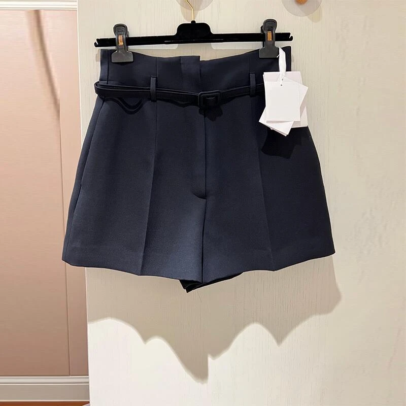 欧洲站2025春夏系列定制面料挺括有型百搭宽松高腰阔腿裤型短裤女