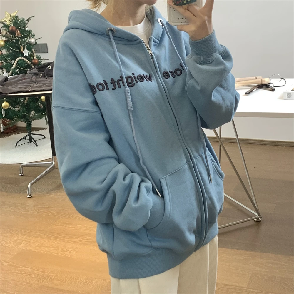 （源头工厂）2024立体刺绣连帽卫衣韩版宽松连帽百搭学生加绒外套