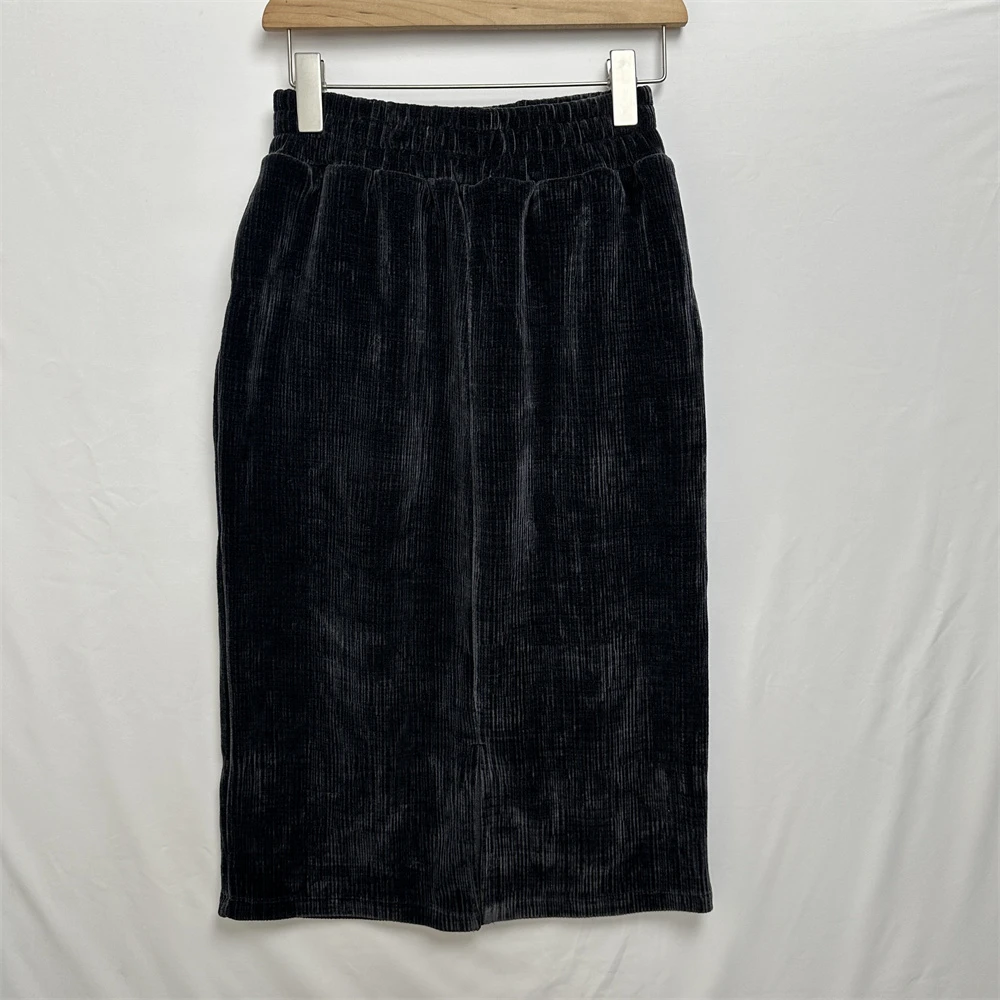 （源头工厂）雪尼尔半身裙秋冬女高腰开场加厚中长款灯芯绒直筒裙