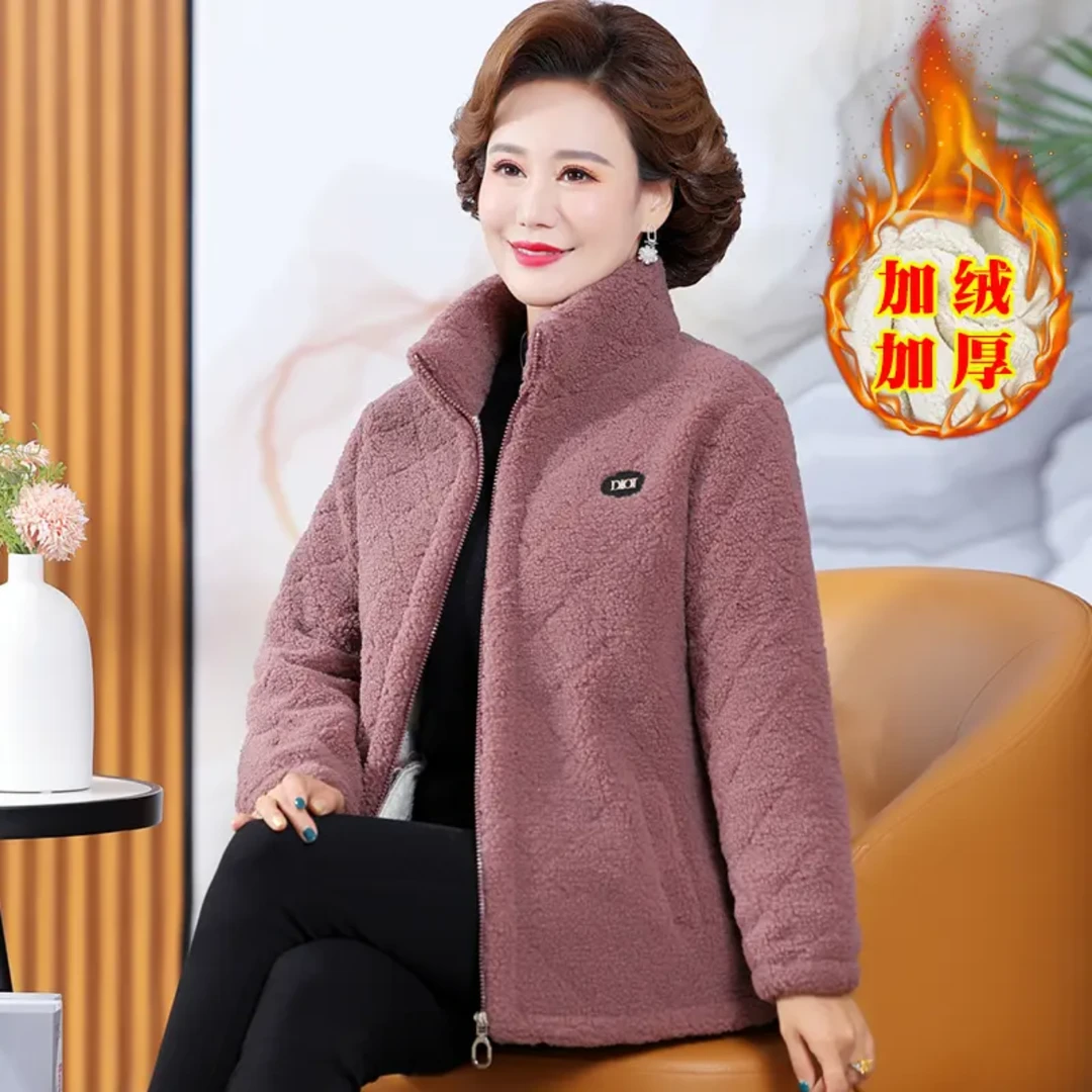 冬季新款妈妈冬装短款洋气保暖棉衣气质中年加绒加厚棉袄外套