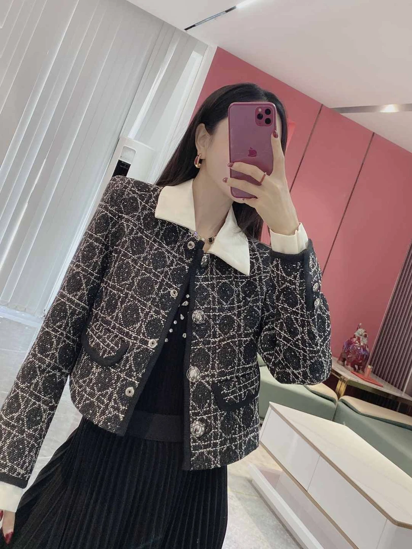 【菱形小香】复古小香拼接设计短款外套1621