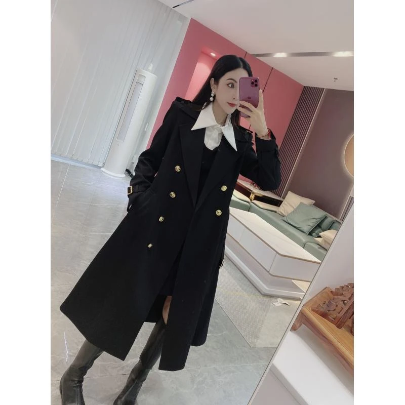 C【橦颜推荐】双排扣长款风衣外套3521