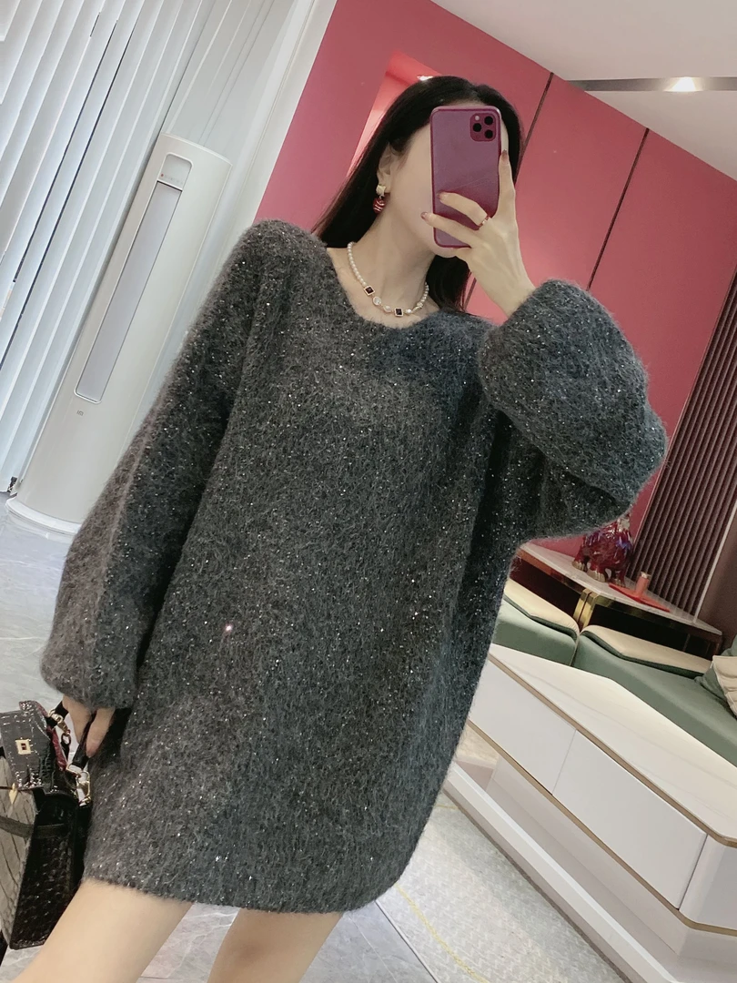 【长款满天星】长款宽松闪闪毛衣6049
