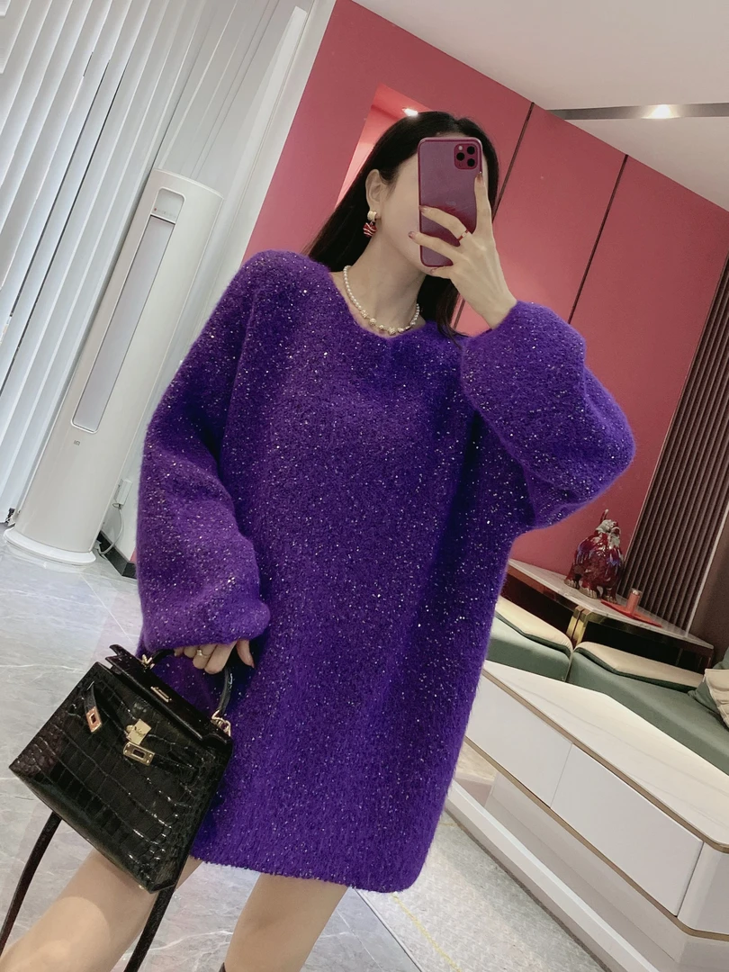 【长款满天星】长款宽松闪闪毛衣6049