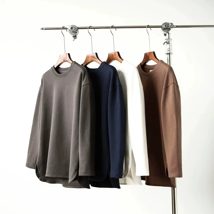 320g重磅空气棉！设计师款！圆领男士宽松圆弧下摆长袖T恤打底卫衣