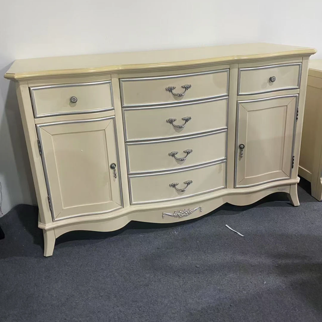 (130*50*78)奥克维尔全实木榆木象牙白餐边柜家用储物柜-玫瑰