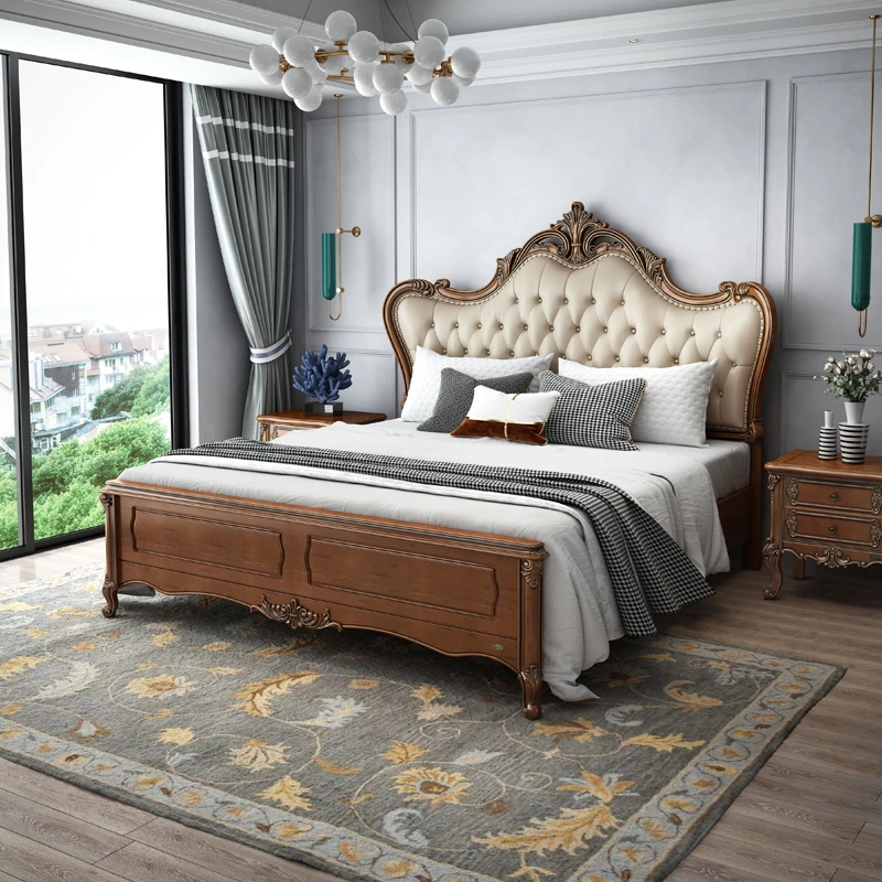 (1.8米&2米)奥克维尔美式真皮全实木主卧大床奢华家用主卧室-201