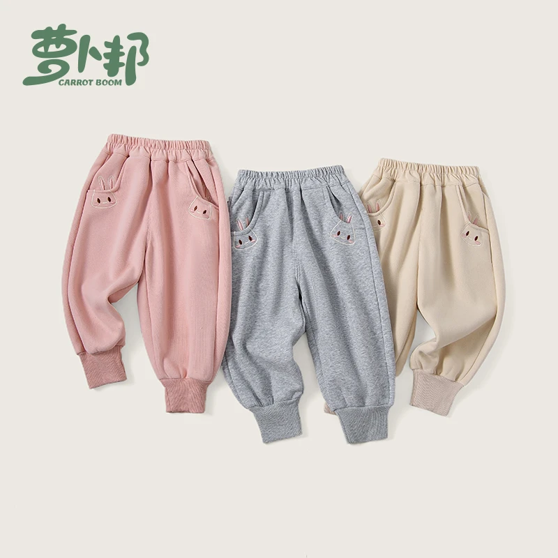 D6363女童秋冬季加绒裤子2025新款女宝宝洋气束脚裤儿童保暖卫裤