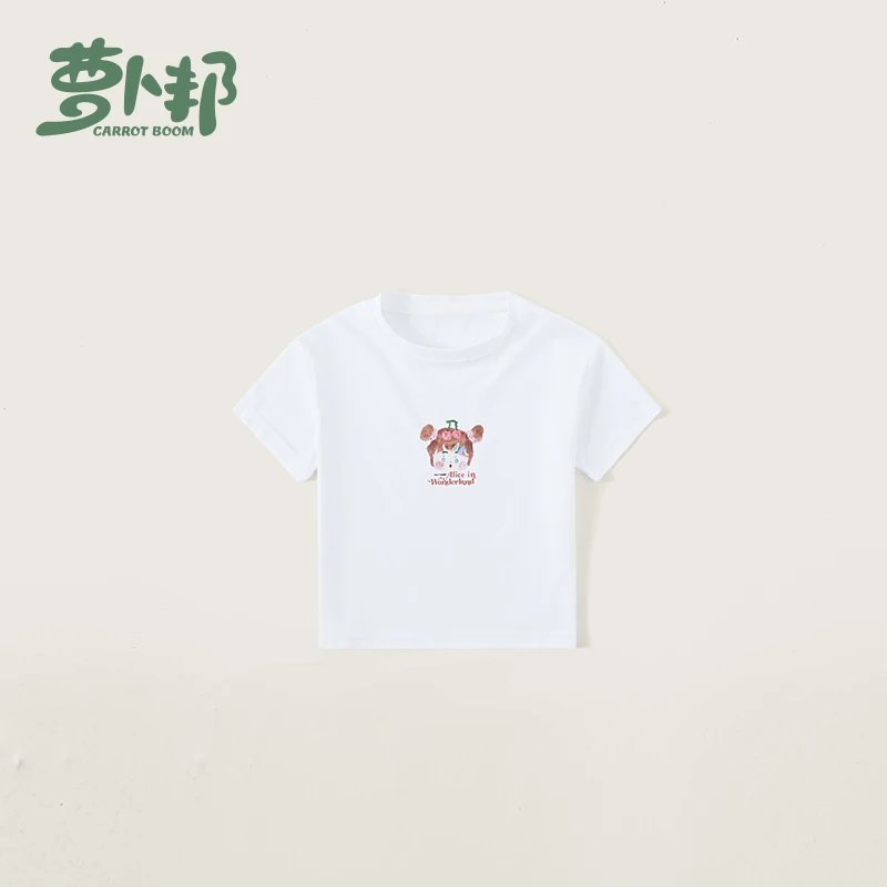 B1122女宝宝韩版套头上衣女童洋气夏季纯棉印花短袖T恤中小童百搭