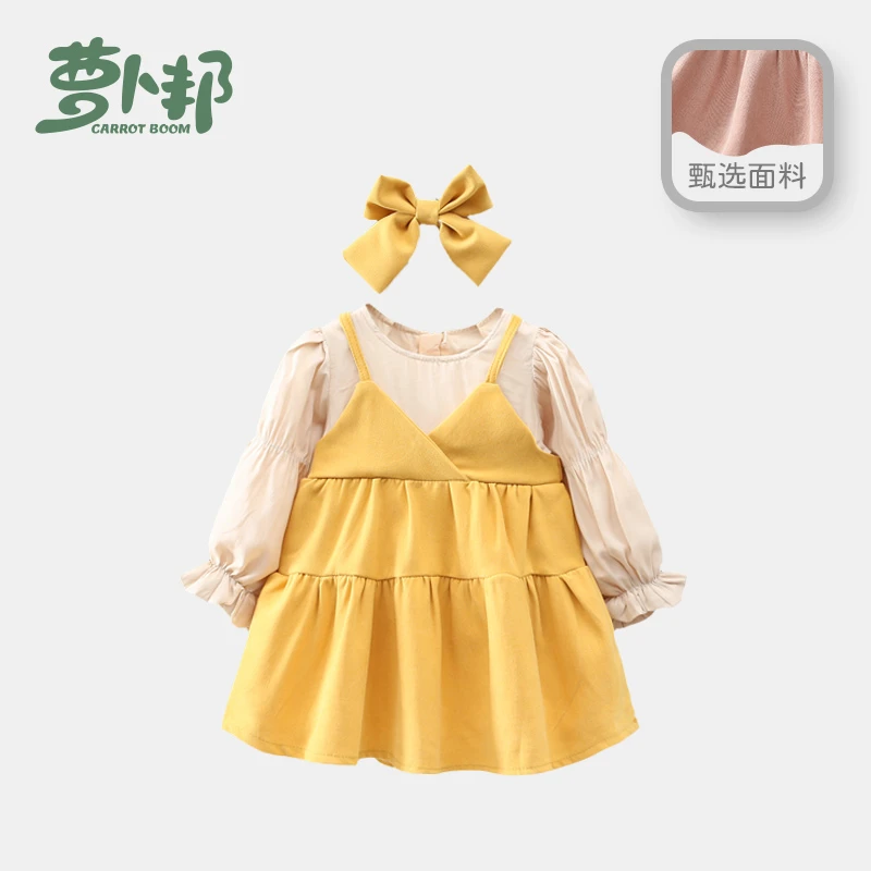 【萝卜邦】C528女童2025春新款假两件连衣裙女宝宝长袖公主裙秋装