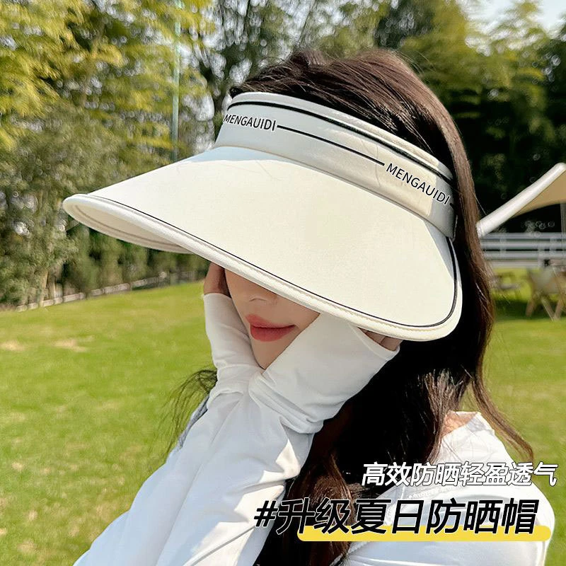 双层冰丝防晒遮阳帽空顶帽透气大檐户外遮脸防紫外线鸭舌帽女夏季