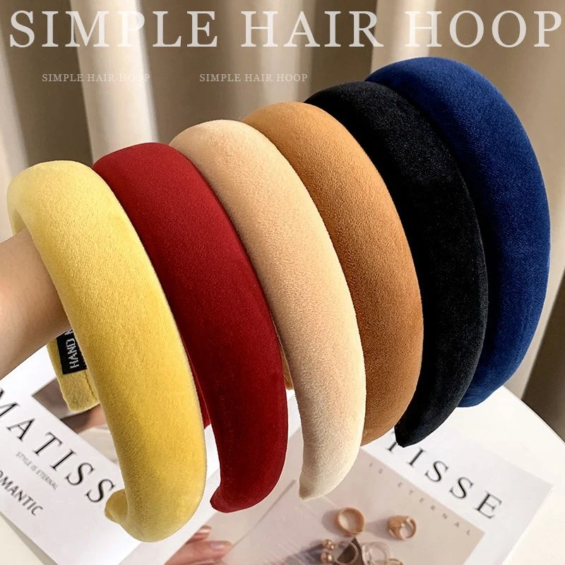 海绵毛绒发箍女韩国感气质增高颅顶网红新款百搭复古头箍宽边