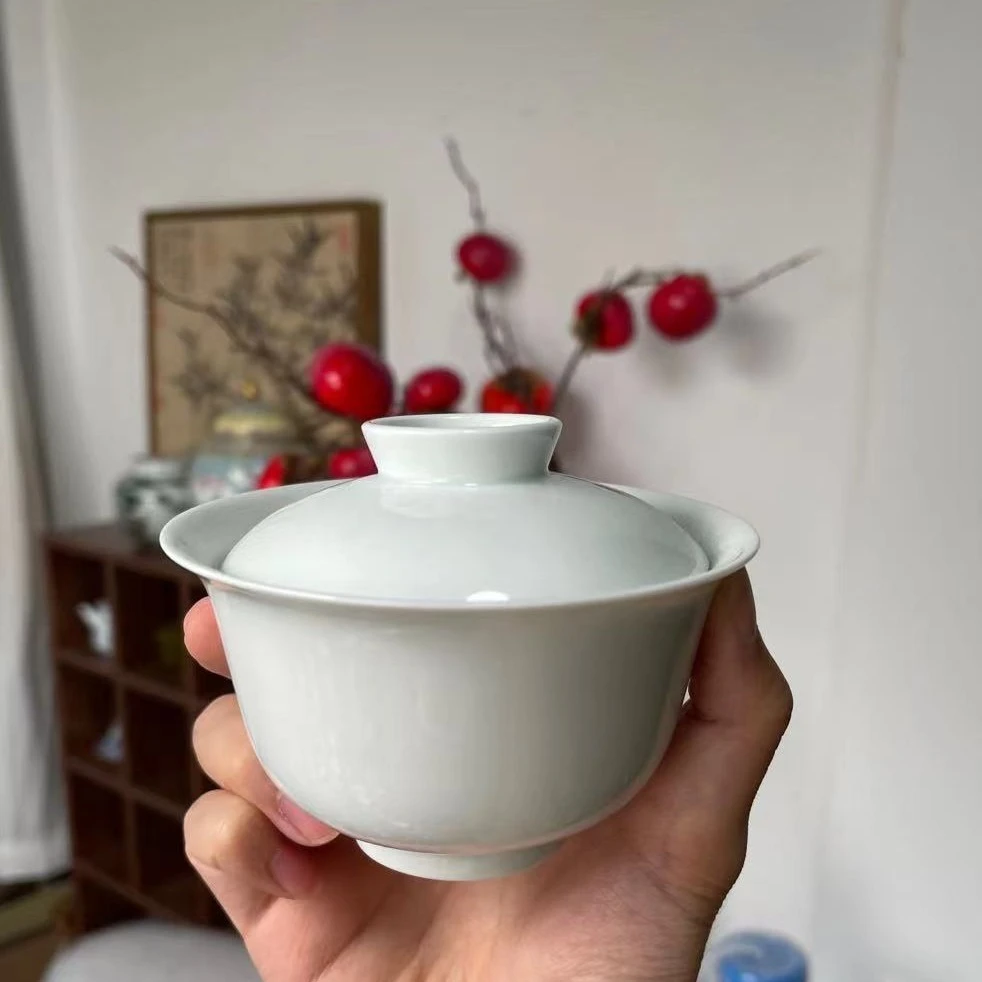 微瑕大小号盖碗纯手工简约泡茶碗单个景德镇功夫陶瓷薄胎瓷茶具