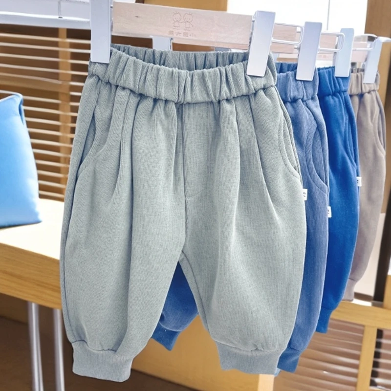 婴幼儿秋季纯色休闲裤儿童宽松PP裆简约外穿萝卜裤2416