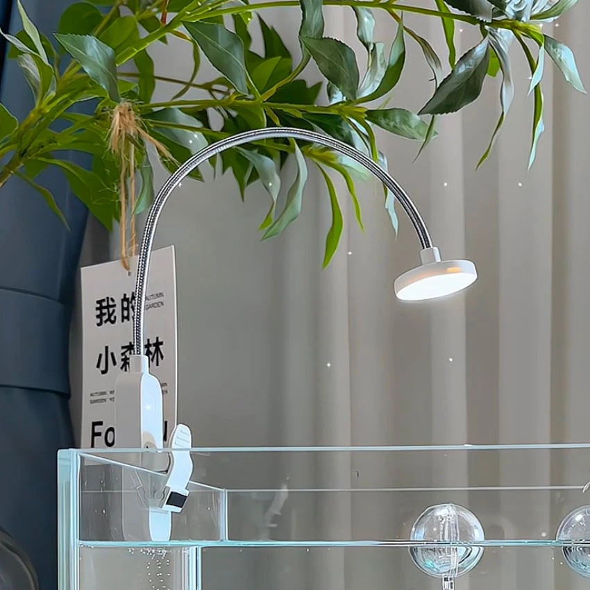 鱼缸灯led照明灯防溅水高亮迷你夹灯充电USB节能观赏灯