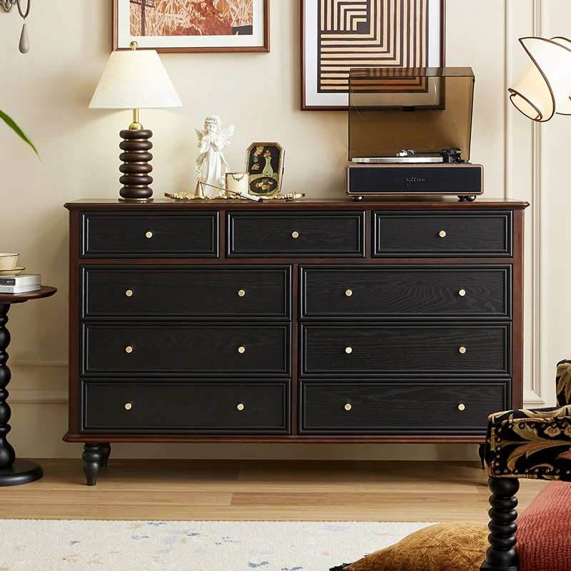法式复古实木九斗柜家具卧室收纳储物柜床尾置物柜玄关柜