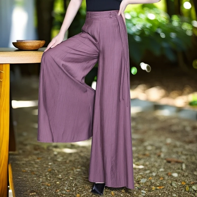 山本裙裤女夏季2025新款高腰显瘦a字半身裙休闲中国风冰丝阔腿裤