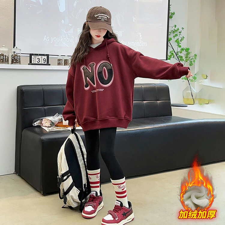 女童卫衣秋冬款2024新款洋气秋季儿童长袖衣服女大童秋装连帽上衣