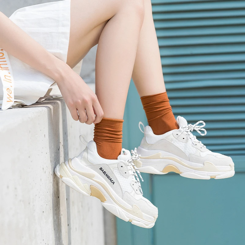 女士秋季多色薄款袜子月子冰冰袜中筒袜透气女袜子长筒堆堆袜