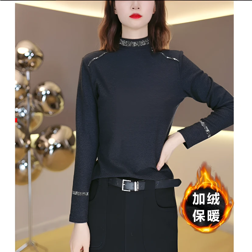 半高领气质上衣女2024秋季爆款打底衫内搭小衫时尚显瘦百搭T恤