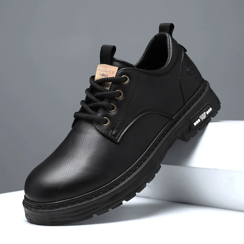 （牛皮）新款男士商务皮鞋透气休闲皮鞋男软底大头皮鞋5