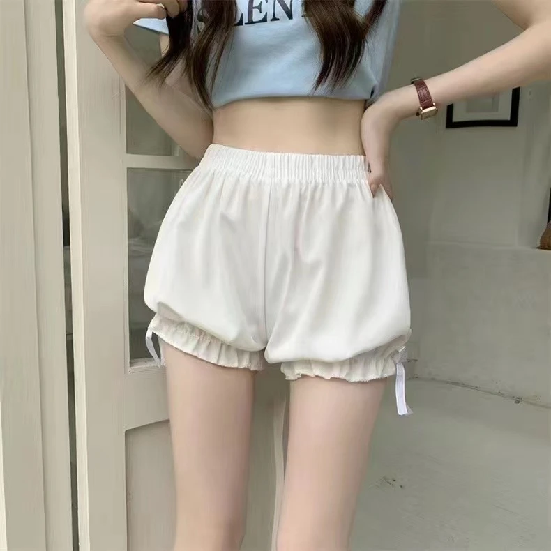 白色jk南瓜裤安全裤女夏薄打底裤大码女款灯笼保险短裤丁达尔穿搭
