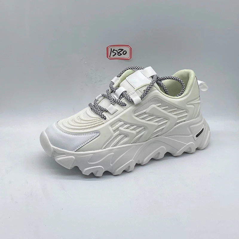 老爹鞋女系带厚底白色透气春季新款