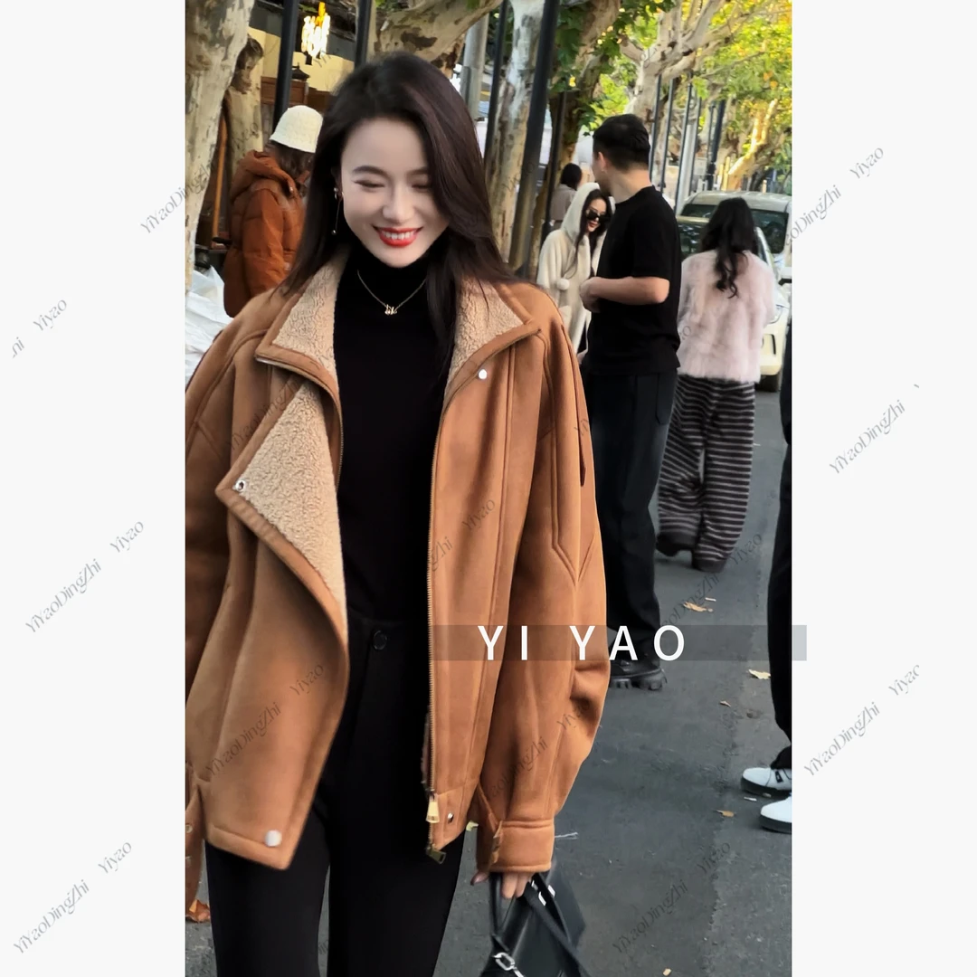 亦瑶定制 环球日记 冬款新款高端时尚休闲皮毛一体外套4DWJJ7993