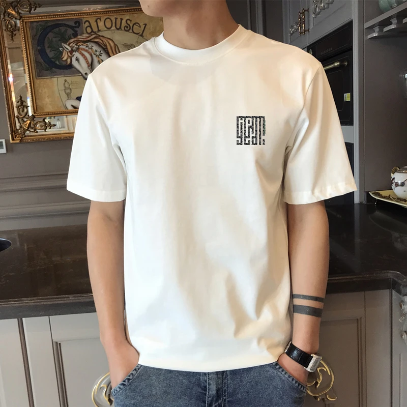 2025新款夏季轻奢潮牌高档男士纯棉短袖T恤衫男款百搭半袖男上衣