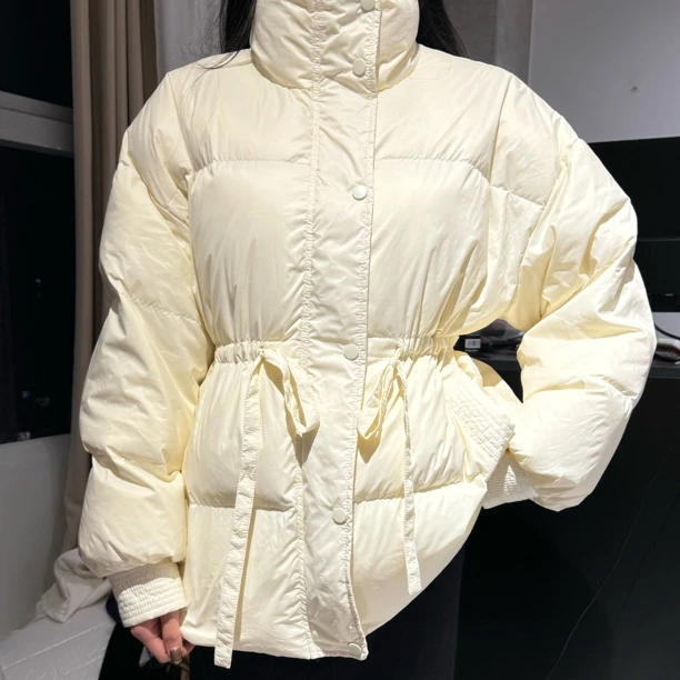 Simm思皿皿2024冬款显瘦收腰甜美中长款外套厚款面包服