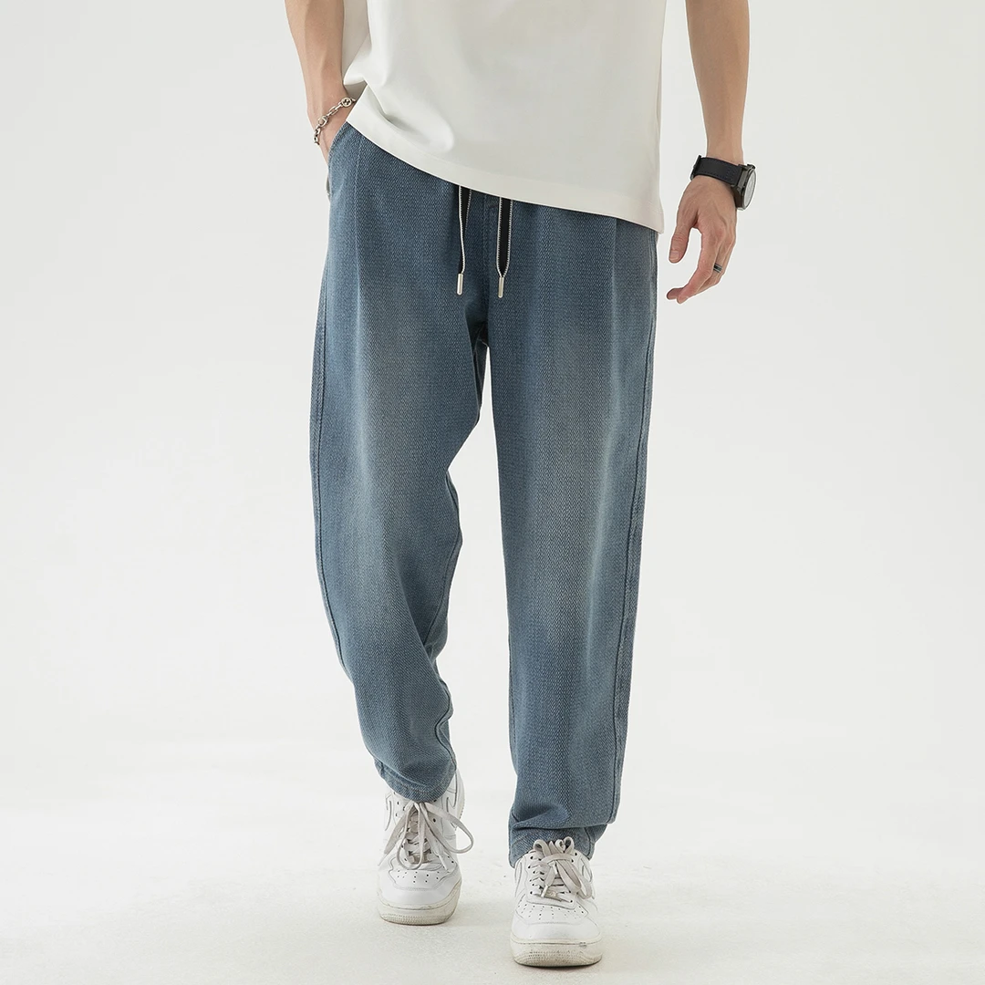 铭悦金松新款星空纹牛仔裤百搭时尚水洗复古潮流宽松舒适休闲裤子