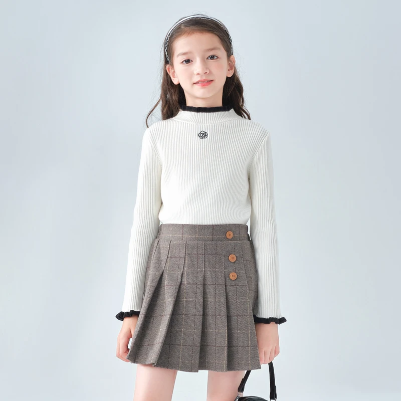 1455女童毛衣新款爆款儿童8-12岁女孩洋气百搭圆领秋冬针织打底衫