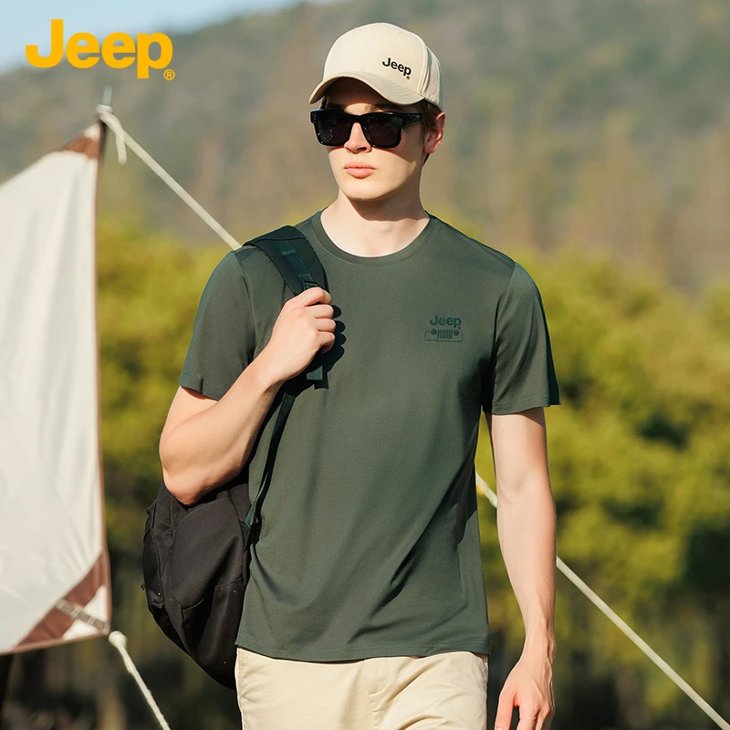 JEEP/吉普2024新款宽松短袖上衣百搭休闲圆领套头T恤衫