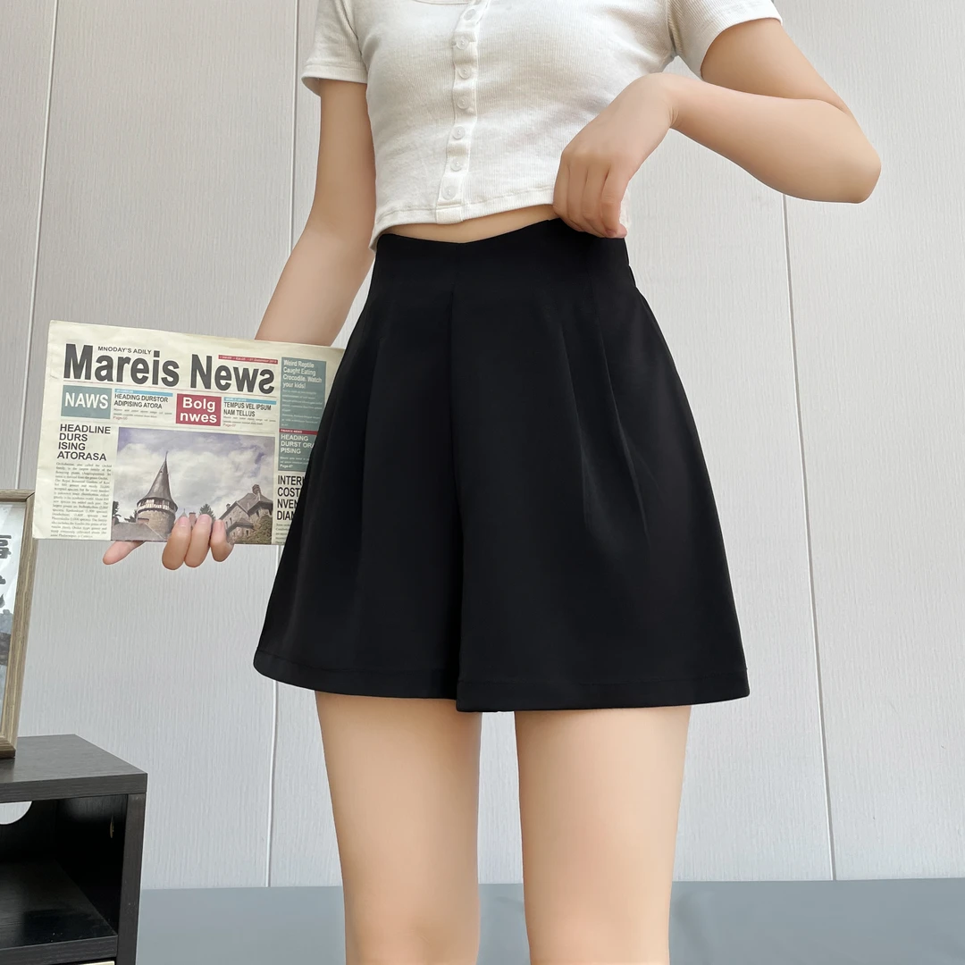 2024夏季高腰网红款西装版显瘦显腿长百搭花苞时尚气质A字版短裤
