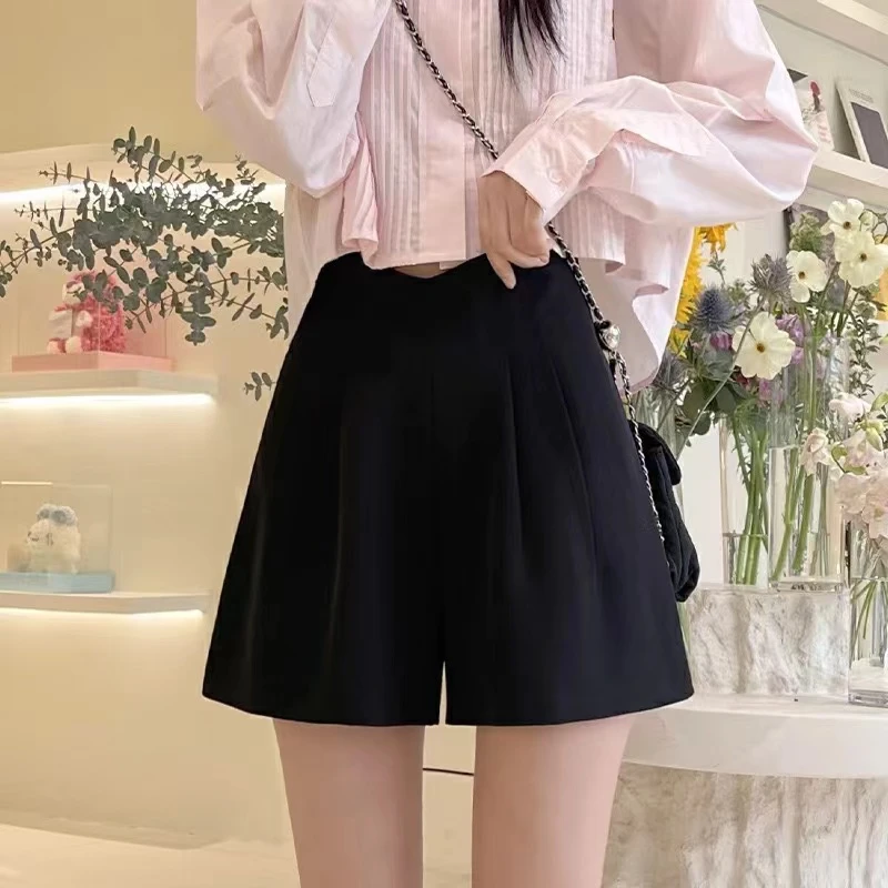 2024新款高腰收腹西装A字版短裤显瘦百搭气质时尚洋气阔腿外穿裤